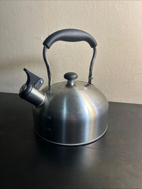 Mainstays 1.8L Stainless Steel Whistling Tea Kettle Induction Compatible Silver!